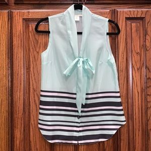 Arden B mint striped button down blouse